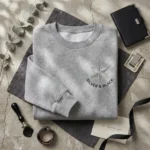 Silver Black Basketball Embroidered Sweatshirt - Minimalist Sports Fan Design embroidered-sweatshirt