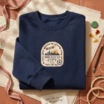 Mexico Embroidered Sweatshirt - Mexico City 2026 Soccer Travel Gift, Navy embroidered-sweatshirt