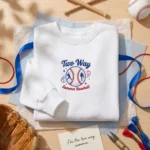 Two Way Baseball Embroidered Sweatshirt - LA Baseball Fan Pitcher Batter Design embroidered-sweatshirt
