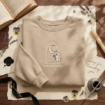 Haunted Sweatshirt Embroidered Sweatshirt - Sad Ghost Moon, Medieval Bookish Gothic embroidered-sweatshirt