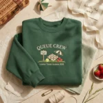 Queue Crew Embroidered Sweatshirt - London Tennis Fan Gift, Forest Green Tenniscore embroidered-sweatshirt