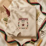 Juneteenth 2026 Embroidered Sweatshirt - Freedom Day Juneteenth Shirt, Sand embroidered-sweatshirt