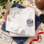 USA Embroidered Sweatshirt - USA Soccer Stars Stripes Minimal Match Day White embroidered-sweatshirt