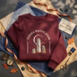 Waiting Room Embroidered Sweatshirt - Maroon Space Theory Fan Pullover embroidered-sweatshirt