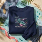 Leonida Gator News Embroidered Sweatshirt - Neon Swamp Gamer Gift, Navy embroidered-sweatshirt
