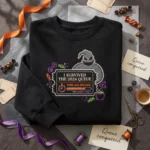 Ticket Queue Embroidered Sweatshirt - Halloween Party Queue Survivor Black Hoodie Tee embroidered-sweatshirt