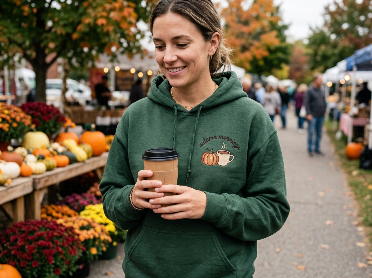 fall embroidered sweatshirts — in-use lifestyle photo