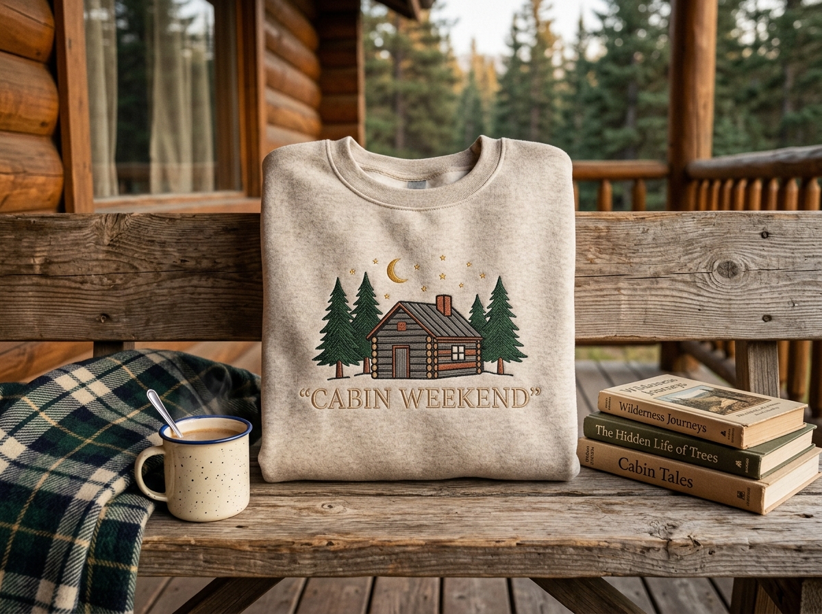 fall embroidered sweatshirts — styled lifestyle scene
