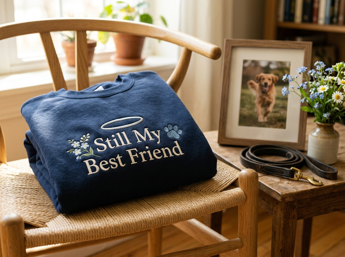 mans best friend quote — styled lifestyle scene