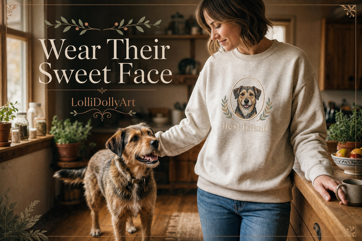 shirt with your dog's face — lifestyle scene