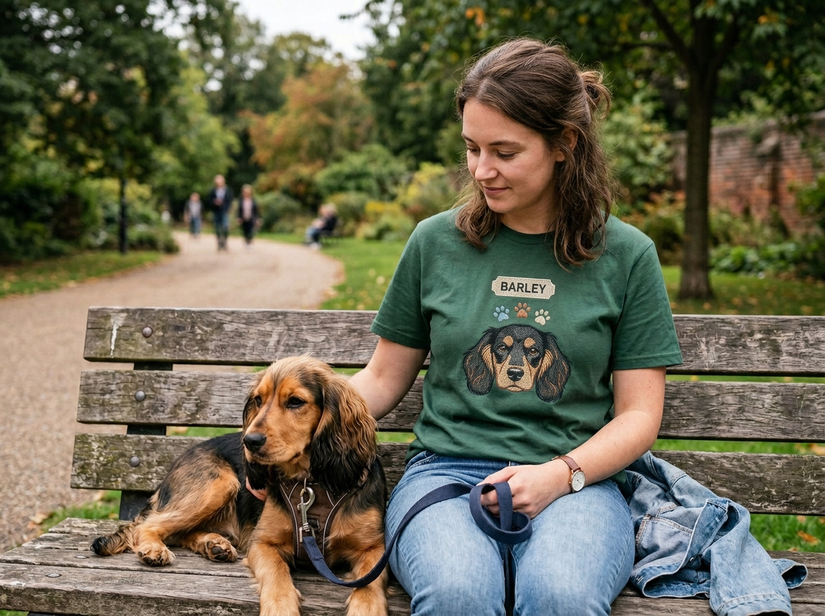 shirt with your dog's face — in-use lifestyle photo