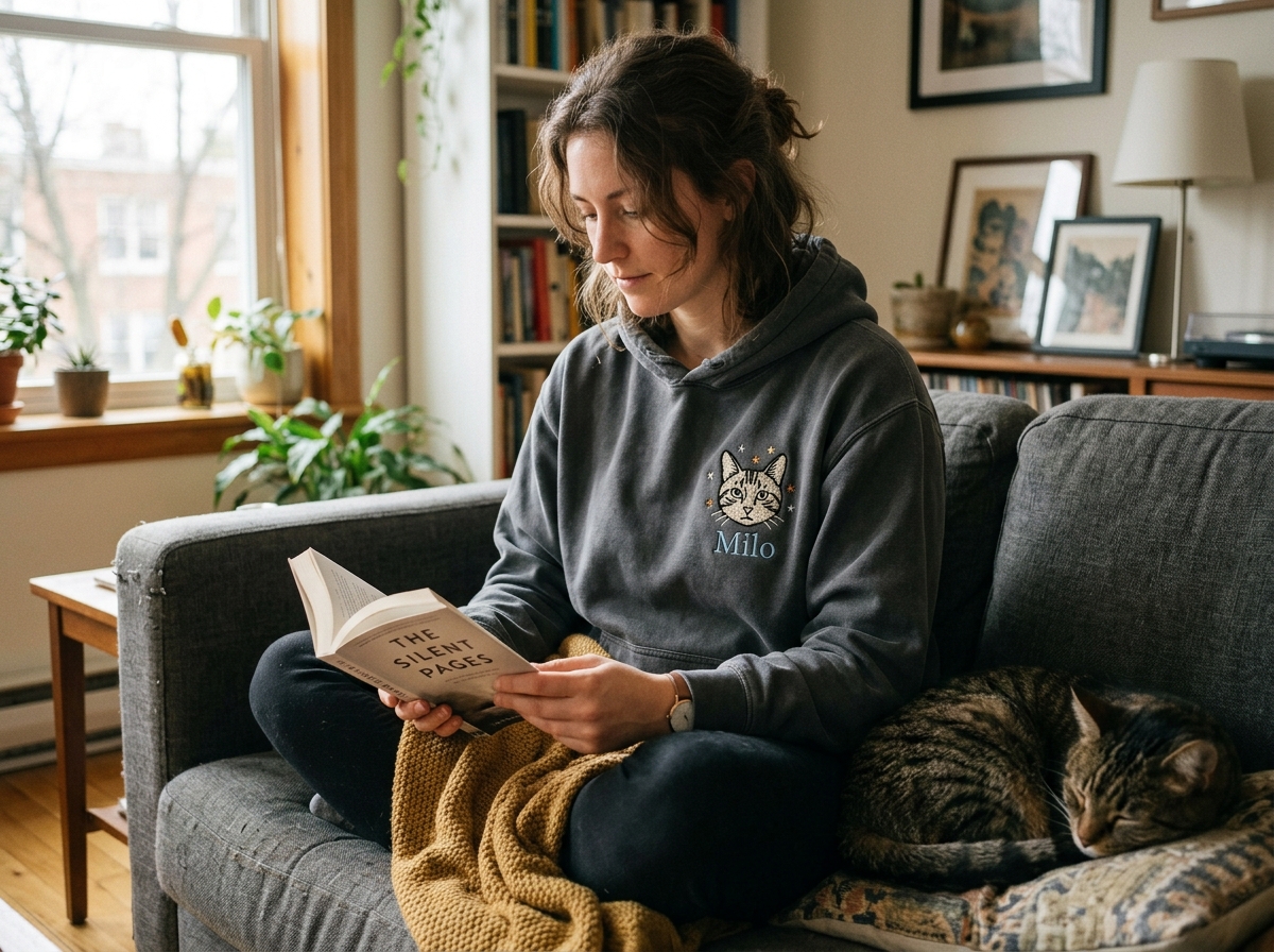custom hoodies with pet pictures — in-use lifestyle photo