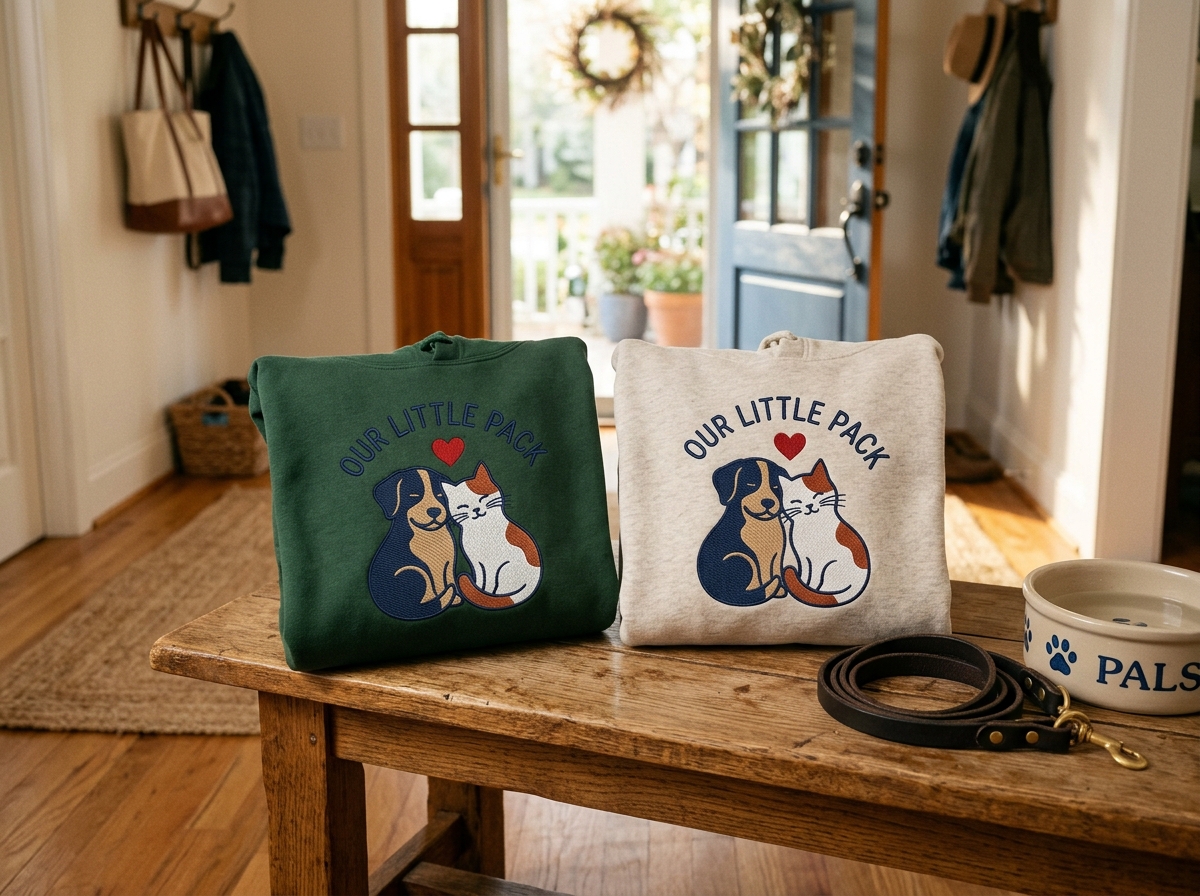 custom hoodies with pet pictures — styled lifestyle scene