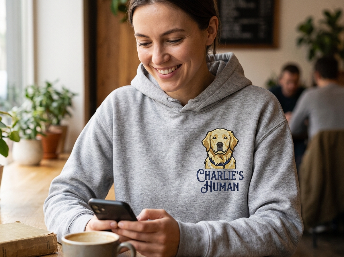custom hoodies with pet pictures — lifestyle photo