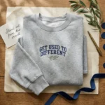 Get Used to Different Embroidered Sweatshirt - Vintage Collegiate Christian Style, Sport Grey embroidered-sweatshirt