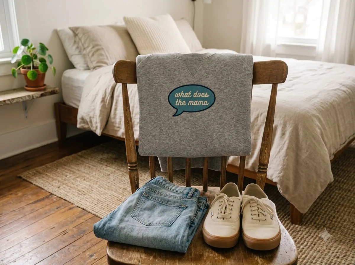 "what does the mama" meme — styled lifestyle scene