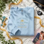 Camp Cando Embroidered Sweatshirt - Bookish Summer Camp Inspired Light Blue Hoodie embroidered-sweatshirt