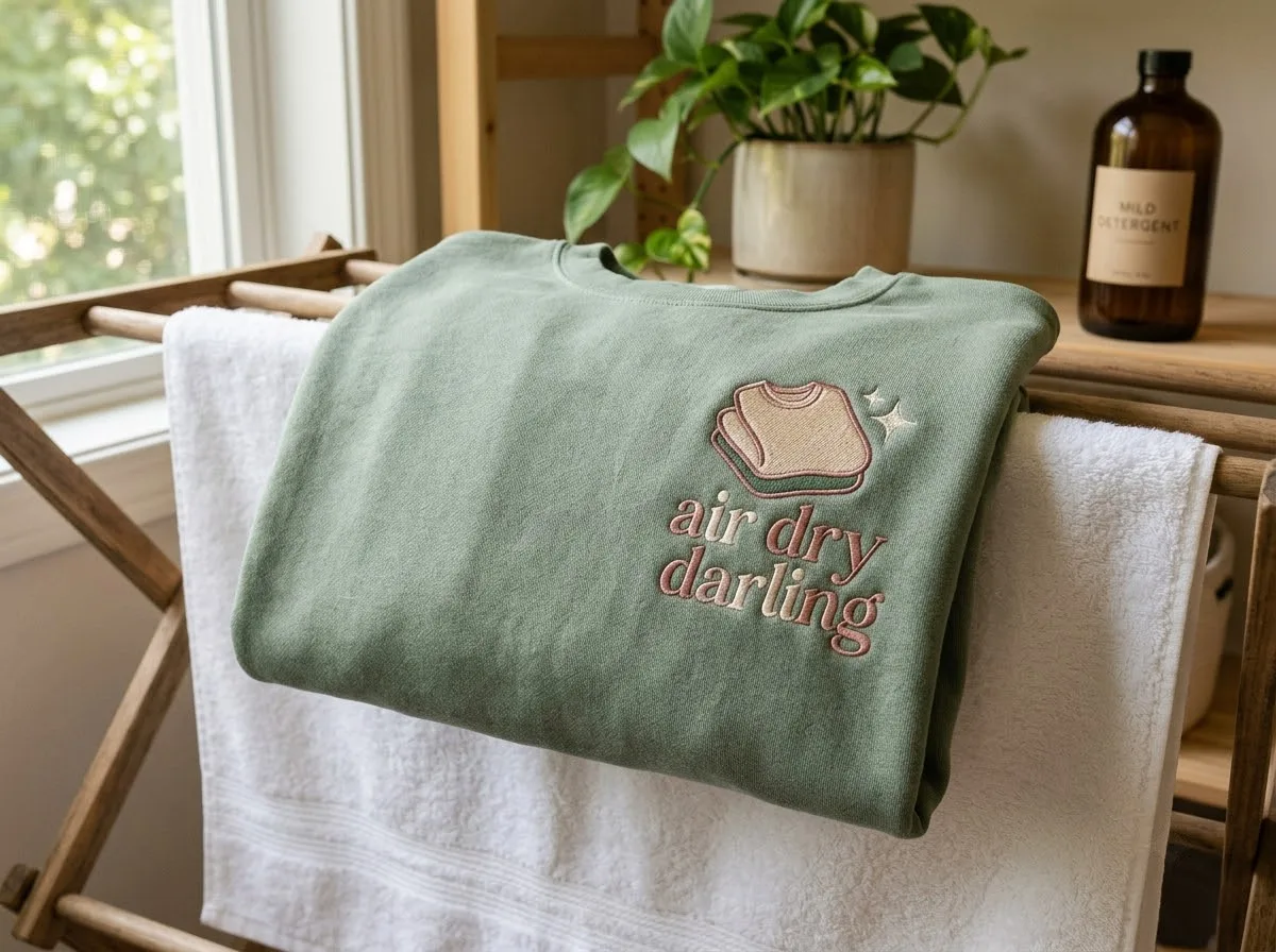 how to care for embroidered clothing — styled lifestyle scene