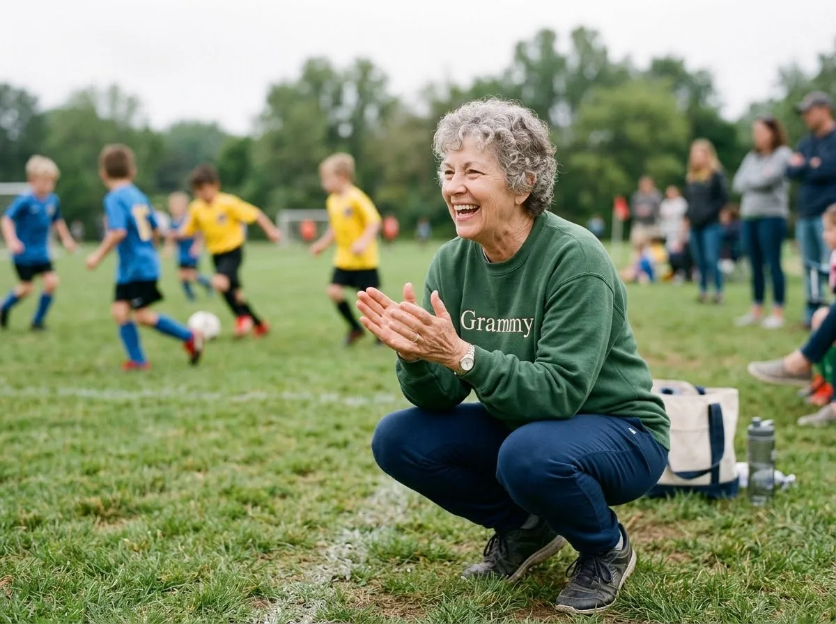 nana vs grammy for embroidered sweatshirt — in-use lifestyle photo