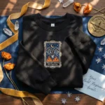 Aries New Moon Embroidered Sweatshirt - Tarot Card Aesthetic Bold Beginnings Black embroidered-sweatshirt