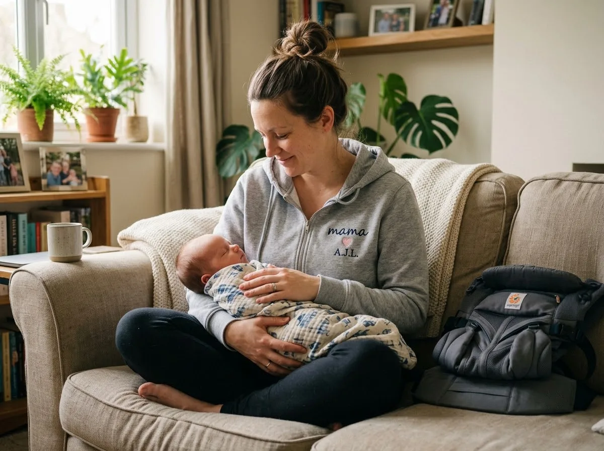 Personalized gift ideas for new moms that survive the fourth trimester personalized gift ideas for new moms — in-use lifestyle photo