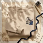 Witchcore Anime Embroidered Sweatshirt - Magic Circle Atelier Crest, Sand embroidered-sweatshirt
