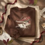 Dark Academia Embroidered Sweatshirt - Conch Shell Literary Reader Gift, Chocolate embroidered-sweatshirt