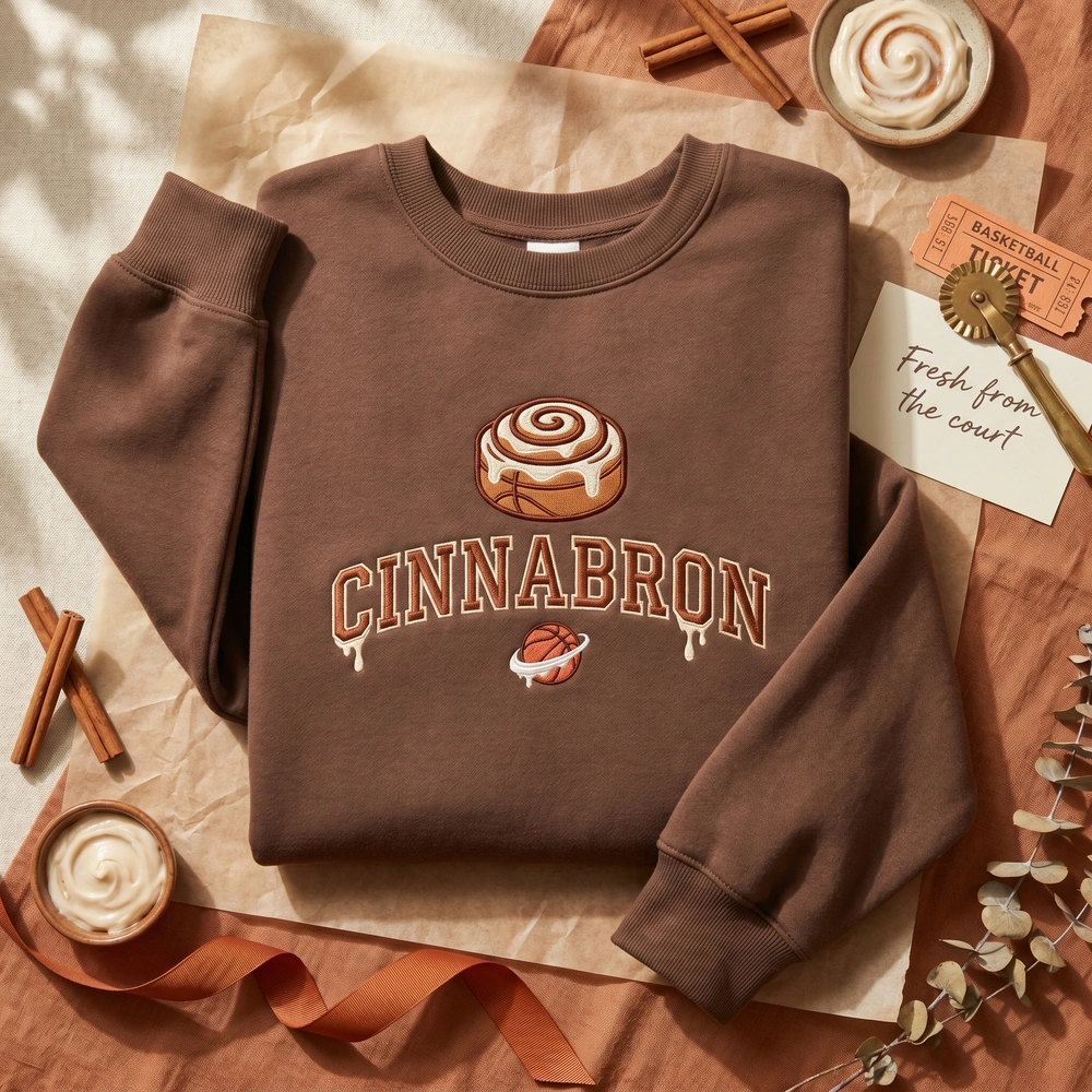 How to Style a Casual Embroidered Tee Without Looking Like You Tried Too Hard Cinnabron Embroidered Sweatshirt - Basketball Meme Cinnamon Roll Hoodie & Tee