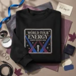 World Tour Energy Embroidered Sweatshirt - R&B Concert Outfit With Stage Lights, Black embroidered-sweatshirt