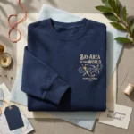 Bay Area Music Embroidered Sweatshirt - North America Tour Route Design in Navy embroidered-sweatshirt