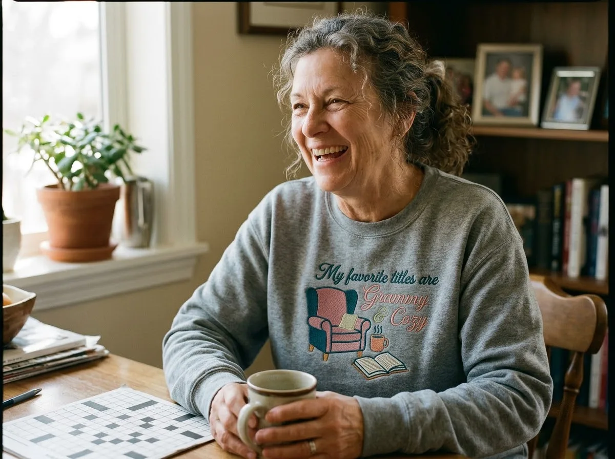 Funny Grammy Shirts: How to Pick an Embroidered Grandma Gift She'll Actually Wear funny grammy shirts — lifestyle photo