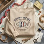 Fish Sweater Embroidered Sweatshirt - Catch Of The Day Coastal Fisherman Core Hoodie embroidered-sweatshirt