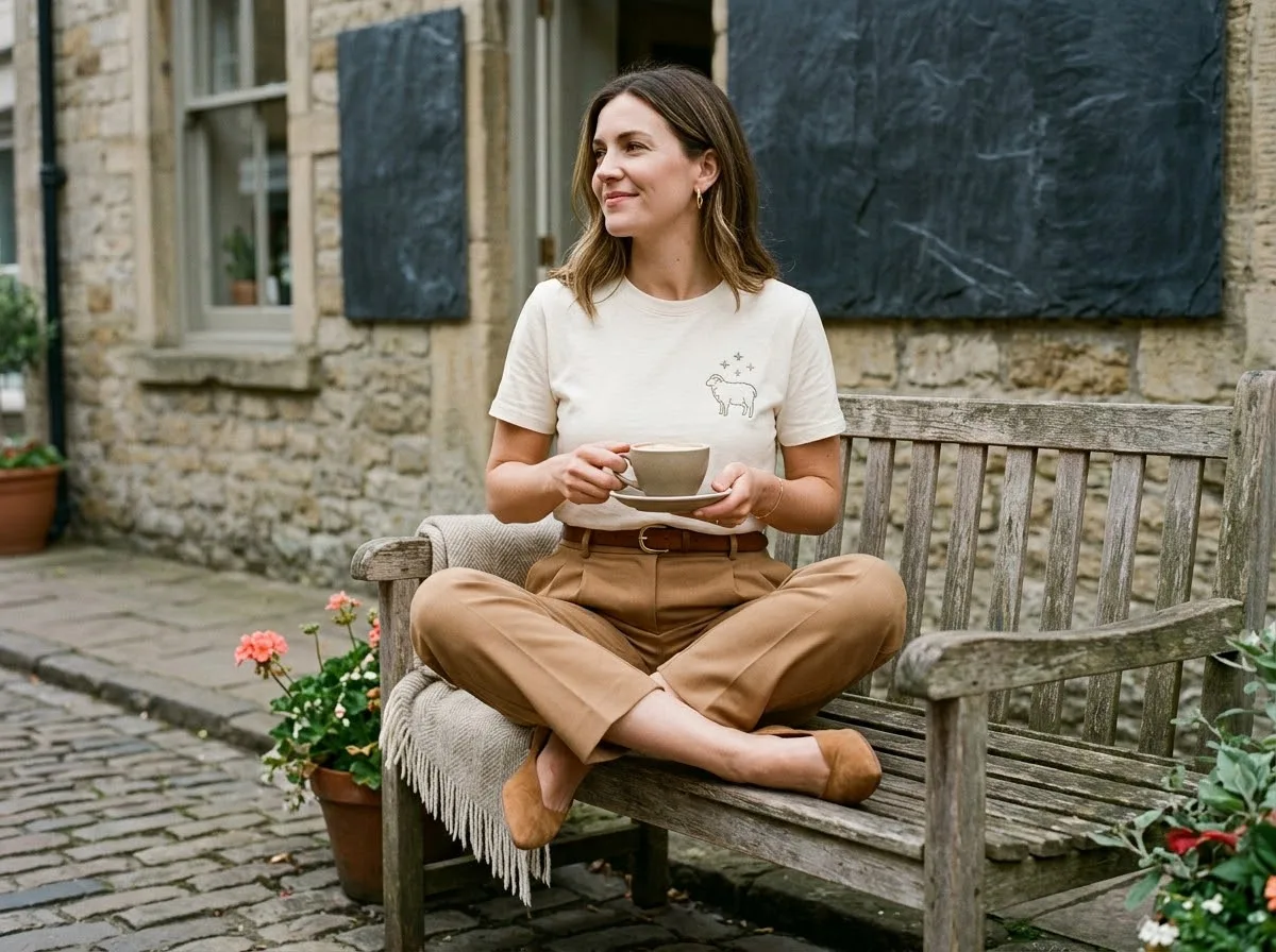 mother goose graphic tee outfit ideas — styled lifestyle scene