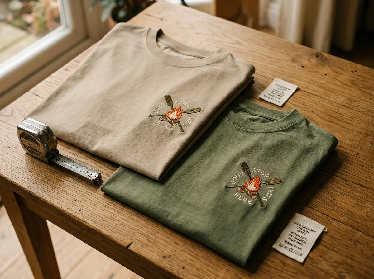 novelty graphic tee fabric fit guide — styled lifestyle scene