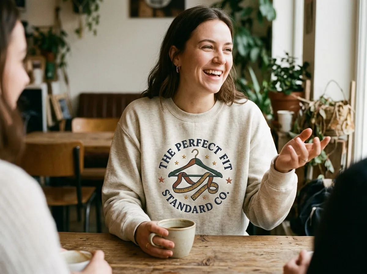 merch clothing size guide — lifestyle photo