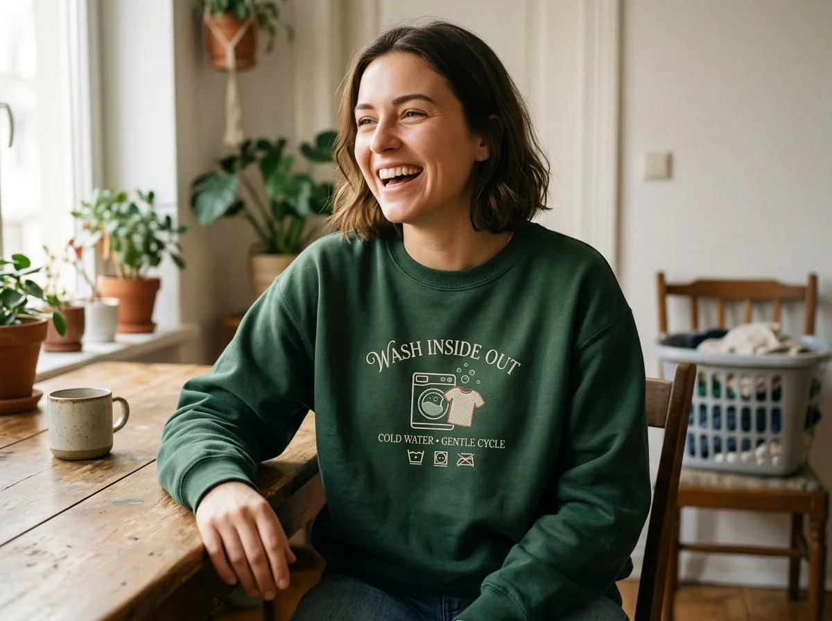 how to wash printed merchandise — lifestyle photo