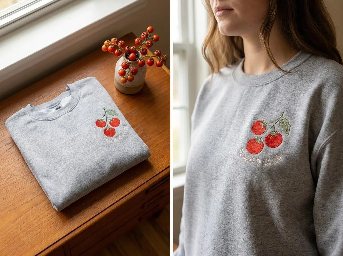 embroidered vs printed — styled lifestyle scene