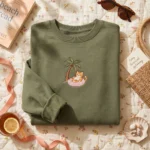 Tropical Cat Sweatshirt, Cat Mom Gift Embroidered Sweatshirt embroidered-sweatshirt