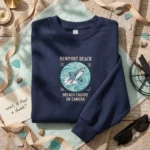 Newport Beach Shark Breach Video Embroidered Sweatshirt embroidered-sweatshirt